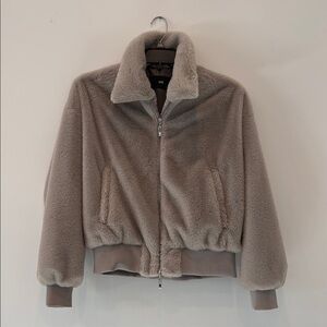 Cozy Faux Mink Bomber Jacket Tauoe Grey. From Japan. Unisex.